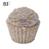 Women Mini Cupcake Clutch Evening Bag Luxury Crystal Bridal Wedding Purse Fashion Cocktail Party Diamond Minaudiere Handbag Q1113