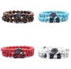 2 pçs/conjunto Charm Bead Pulseira Buda Pulseiras Paracord Pedra Natural Leão Pulseira Masculina Pulseiras Hombre Bracciali Uomo Pulseiras Masculinas