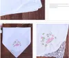 Wedding favor Cotton Handkerchief Girl Napkin Embroidered Women Napkin Embroidered Butterfly Lace Flower Handkerchief Home tableware XB1