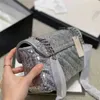 جديد وصول سبيكة إلكتروني مشبك نسخة الترتر أكياس عبر الجسم الفضة Thinck سلاسل حزام حقائب كتف مصممي Luxurys أكياس الترتر 22 سنتيمتر