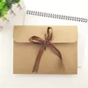 Fashion 24*18*0.7cm White Brown Bow Envelope Kraft Paper Pocket Bag Kerchief Handkerchief Silk Scarf Packing Boxes Envelope Box