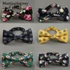 Mantieqingway British Style Vintage Flower Stampa Papillon Sposo Matrimonio Gravata Slim Floral Skinny Bowtie Cravatta Bowtie