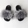 Fausses pantoufles moelleuses Summer Femme en peluche Chaussures Femmes Femmes Madies Fake Fox Hair Sandals Femelle Flip Flops Y2 25