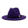 Nieuwe 19 kleuren ins unisex Fedora hoed voor gentleman meisjes wollen bruin jazz kerk band brede platte rand jazz hoeden Panama caps