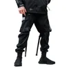 Calças masculinas techwear sobrecarga escura cyber cargo corredores streetwear homens moda