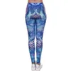 Nuove ghette delle donne di modo foglie tropicali stampa blu fitness legging sexy silm legins vita alta stretch pantaloni pantaloni 201202