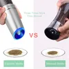 Stainless Steel Pepper Shaker Electric Salt and Grinder Set with Metal Stand Kitchen Tools Gravity Automatic Spice Mill 220311