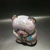 Women Hollow Out Bear Lape Crystal Clutch Bag Bag Party Party Cocktail Wallet Minaudiere Handbag Counter Gifts Q1110276G