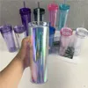 Bicchiere magro in acrilico da 10 colori da 20 once con coperchio a doppia parete AS Bicchieri di plastica riutilizzabili Bottiglie d'acqua da viaggio diritte trasparenti RRA4063