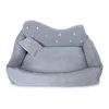 豪華な犬ソファピンクグレーのペットベッドカバーマットプリンセスキャットマットのための小さな子犬動物寝具ヨークシャーY200330