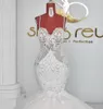 신부 가운 우아한 레이스 아소 에비 웨딩 드레스 2022 스트랩 머메이드 플러스 사이즈 얇은 명주 그물 섹시한 연인 Vestidos de Noiva Mariee