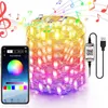 Struny LED Bluetooth Fairy Garland Light App Control RGB String Christmas Party Bar Dekoracji Miedzi Drut Oświetlenie