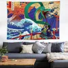 Japonais Kanagawa Vagues Imprimé Tapisserie Suspendue Baleine Arowana Cerf Serpent Totem Tapisseries Murales Boho Couvre-lit Couverture Y200324