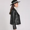 Printemps Véritable Veste En Cuir Femmes 2019 Mode Véritable Manteau En Peau De Mouton Rivet Moto Biker Veste Femme Manteau En Cuir De Mouton T200814