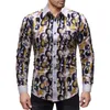 Automne hommes chemises décontracté Slim Fit Streetwear imprimé Blouse revers bouton Up robe chemise mode à manches longues Shirt1