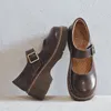2019 nuovo arrivo stile giapponese fibbia vintage mary janes scarpe scarpe da donna poco profonda bocca casual scarpe in pelle studenteschi senza fondo Y200702
