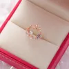 Wedding Rings 2022 Korea's Exquisite Crystal Flower Ring Fashion Temperament Sweet Versatile Love Heart Opening Female Jewelry Gift Wynn22