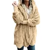 Winter Fleece Sweater Sherpa Hooded Oversized Long Cardigan Teddy Fluffy Autumn Warm Wear Female Sweaters 201221
