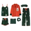 2019 100% katoen vrouwen pyjama sets 7 stuks set casual nachtkleding herfst winter lange mouw schattige huis kleding voor meisjes y200708