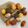 15 Pcs Children Wooden Colored Stone Stacking Game Building Block Kids Creative Educational Toys LJ201124