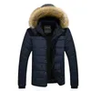 Män Vinter Märke Tjock Vindtät Varm Fleece Jacka Parkas Coat Höst Fur Collar Avtagbara Hat Jackor 220105