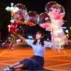 Wedding Decoration Balloons LED Luminous Balloon Rose Bouquet Transparent Bobo Ball Rose Valentines Day Gift Birthday Party T3I51567