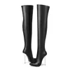 WetKiss Winter Sexy Sexy Thin High Heels Women Boots Boots Stretch Pu Boot заостренные пальцы на колене женские туфли шпильки на каблуках 201109