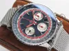 AIF B01 Chronograph 43 Swissair A7750 Automatic Mens Watch Ab01212B1C1A1 Blå Vit Dial Mesh Steel Armband Bästa Edition PtBL Puretime I9