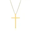 Mode guld Jesus kors halsband rostfritt stål enkelt hänge kvinnor män smycken vilja och sandig gåva