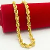 Luxury Designer Cuban Link Chain Rope Chain Necklace 18k Yellow Gold Filled Twisted Knot Chain 3mm 5mm 7mm Wide