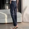 Twotwinstyle Casual rayé femmes pleine longueur pantalon taille haute lâche plissée Hit couleur Vintage pantalon droit vêtements de mode T200422