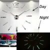 3D Real Big Wall Clock Rushed Mirror Sticker DIY vardagsrum Heminredning Lysande klockor Ankomstkvarts stora klockor 5 Y200407