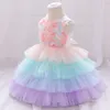 2021 Noel Petal Yürümeye Başlayan Bebek Kız Bebek Giyim Için 1. Doğum Günü Elbise Kek Tutu Elbise Prenses Elbiseler Parti Ve Düğün F1230