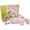 22pcs Meubles miniatures pour maison de poupées Ensemble de meubles de maison de poupée en bois Éducatif Jeux de simulation jouets Enfants enfants filles cadeaux 210312