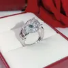 Argent explosif Bague léopard animal Bague de personnalité neutre Twinkle Qualité supérieure Bagues d'amour de célébrités Yeux incrustés de cristal vert