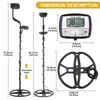Metal Detectors TC-800 13 Inch Detector Underground Professional Depth Search Finder Gold Treasure Detecting Pinpointer