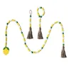 Pastoral Frisado Borla Borla Corda Colorido Bead Pingente Home Decoração Cânhamo Cordilheira Tassels Madeira Pendentes Pingentes FarmHouse Handmade Nordic Estilo 3pcs SN4870