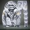 Men's Tracksuits Winter Tracksuit Men Thick Fleece Zipper Mens Casual Hoodies+Pants Track Suit Male 2 Piece Sportswear Man Clothing