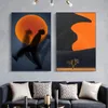 Canvas Painting Abstract black Posters Print Modern orange Scandinavian Bedroom Living room Home Decoration Wall Art Pictures