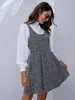 Tweed Pleated Mini Overall Dress SHE