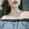 Earring Dangle Chandelier Leopard letter square temperament fashionable sexy earrings face thin diamond female