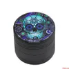 Skull Series Metallo Lega di alluminio Fumo Herb Grinder 50MM 4 Parti Strati CNC Diamond Spice Smerigliatrici per tabacco Spice Crusher DHL