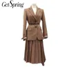 Genspring Card Suit Coats Reep Split Blazers Куртки верблюда черный Матч Старинные летние Blazer Женщины 201201