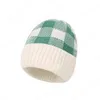 New 8 Colors INS Baby Kids Boys Girls Beanies Christmas Winter Crochet Hats Quality Children Plaid Newborn Caps for 0-3 Years