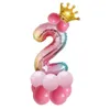 Ballonger regnbåge folie nummer ballong med krona bröllopsdag parti latex ballong barn vuxna metalliska ballonger dekor baloon hhe3871