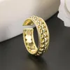 Cluster Rings Gold Braided For Women Men Stainless Steel Twisted Rope Ring Spiral Hollow Open Wide Bands Finger Accessories Jewelry Gift