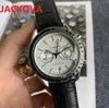 En Kaliteli Erkekler Hakiki Deri İzle 44mm Tam Fonksiyonu Kronometre Moda Casual Saat Büyük Adam Su Geçirmez Aydınlık Safir Kuvars Saatı Montre de Luxe