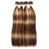 Ishow Weaves Wefts Straight Highlight 4/27 Ombre Color Human Hair Bundles 8-28inch Brazilian Body Peruvian Virgn Hair Extensions for Women All Ages