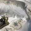Oriental Embroidery Luxury Royal Bedding Set Egypian Cotton Lace Golden White Queen King Bed Set Bedlinen Sheet Duvet Cover Set4716664