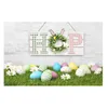 Simulatie bloem Garland Rabbit Listing Pasen Decoration Houten hanger W4